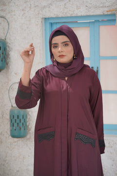 Amira Plum Crepe Abaya thumbnail