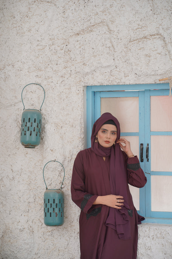 Amira Plum Crepe Abaya