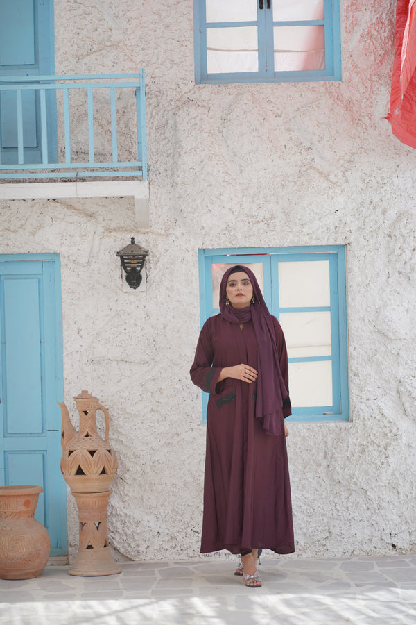 Amira Plum Crepe Abaya