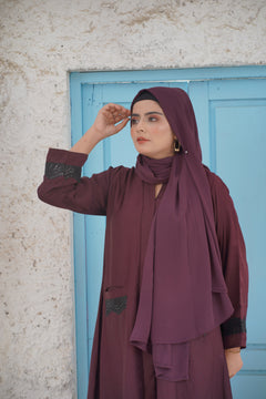 Amira Plum Crepe Abaya thumbnail
